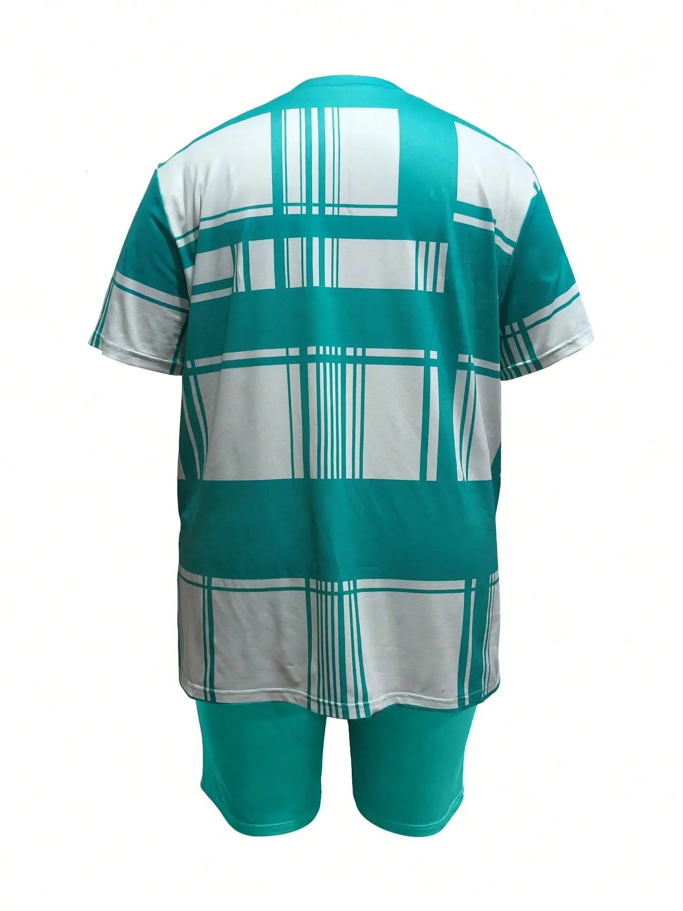 Plus Size Womens 2Set 1XL5XL Summer Check Print Twopiece Sets Casual Short Sleeve RoundNeck TShirt Shorts Loungewear 250729