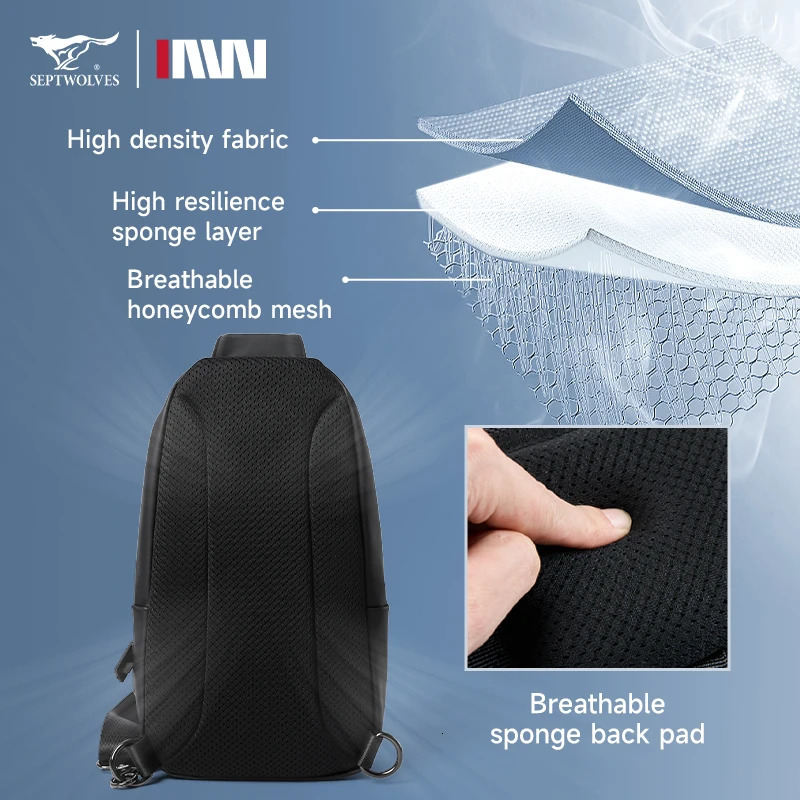 Septwolves Fashion Thin Men Leather Travel Sling Bag Leisure Sport One Shoulder Backpack Business PVC Crossbody Shoulder Bag 250731