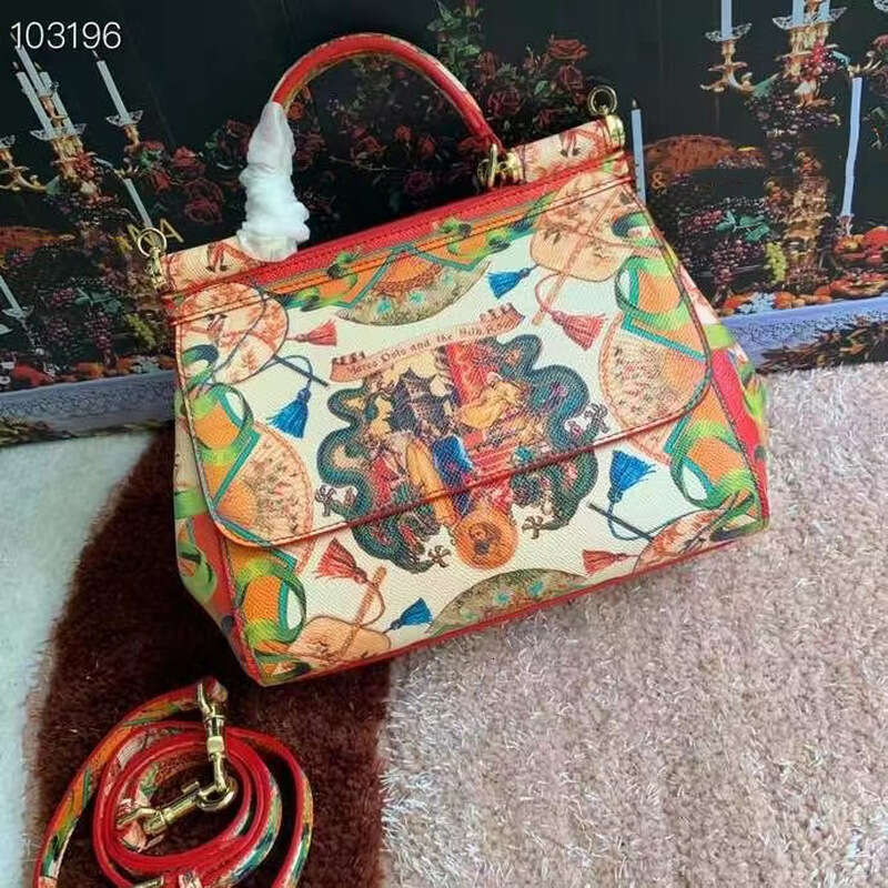 Genuine Leather Printed High-end Women's Bag Sicily Single Shoulder Crossbody Handbag Fashionable Satchel