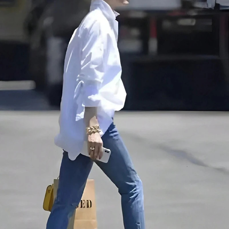 Plus Size Womens Shirt Simple and Elegant Style Solid Color Lapel Loose LongSleeved Suitable for Work Clothing Outing 250731