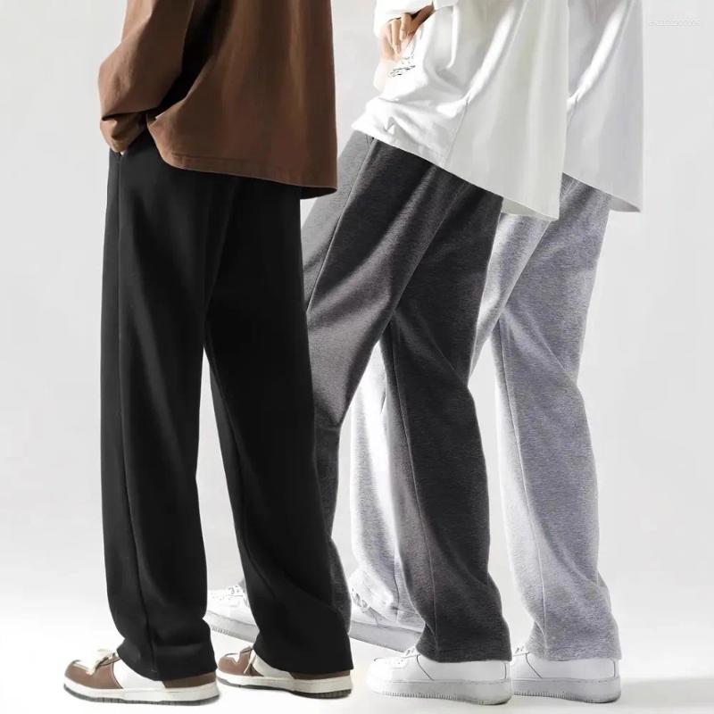 Men's Pants Pack Drawstring Fashion Man Sweatpants Solid Color Casual Straight Linen Loose Trousers Summer Baggy