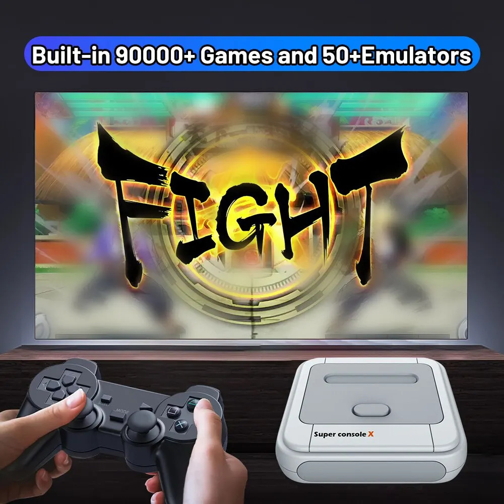 KINHANK Game Box Super Console X Retro Video Game Console Support 90000 Games 50 Emulators for PS1/PSP/MAME/DC with Controllers 250818ww