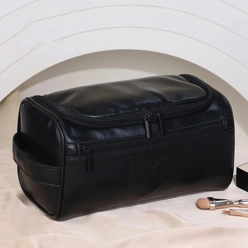 Large-capacity Business Toiletry Bag Out Portable Pu Waterproof Cosmetic Bag Simple Business Trip Travel Handbag Storage Bag 250731