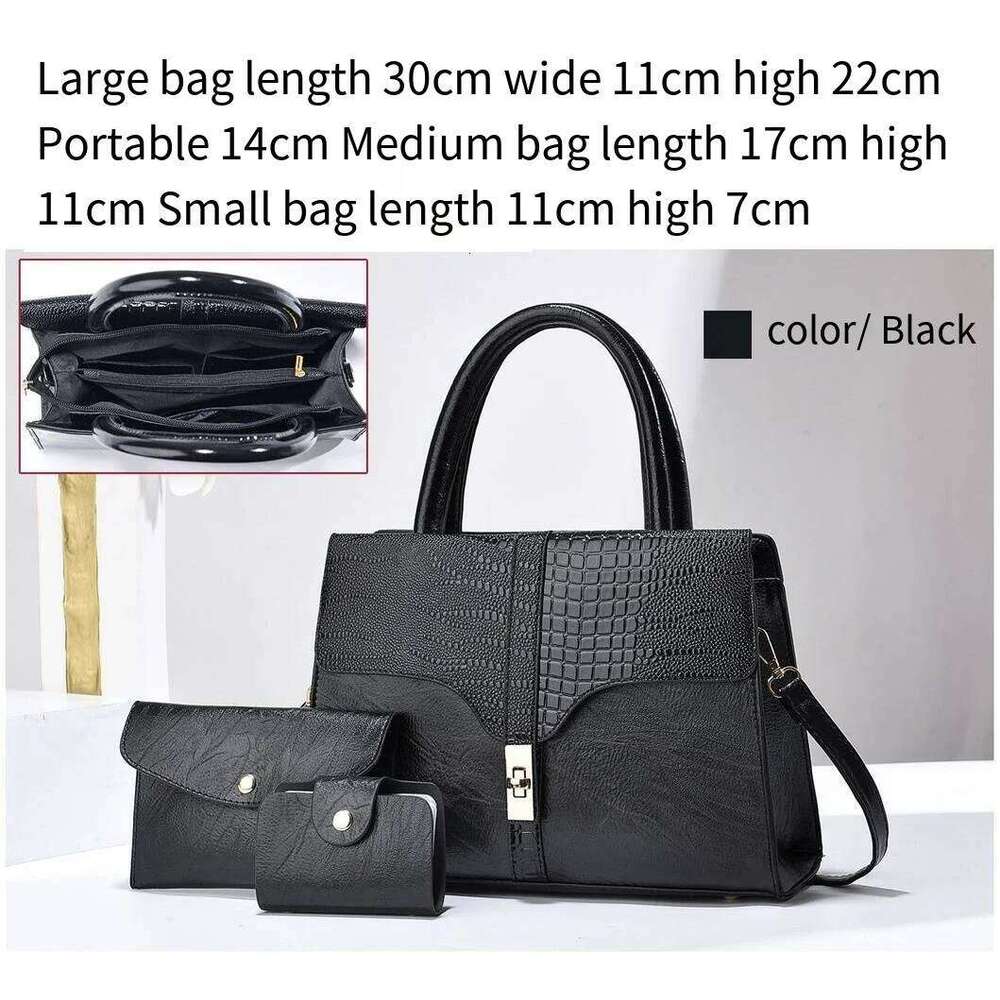 Stylish Pattern Leather Tote Women's 3-Piece Handbag Set with Wallet