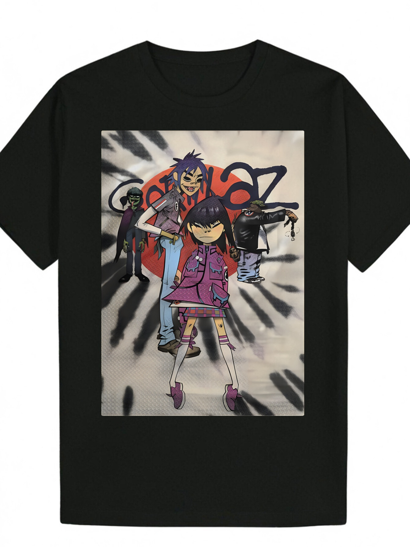 Men's Summer Casual Graphic T-Shirt - Black Vibrant Character Portrait Print, Breathable Polyester, Crew Neck, Regular Fit, Machine Washable