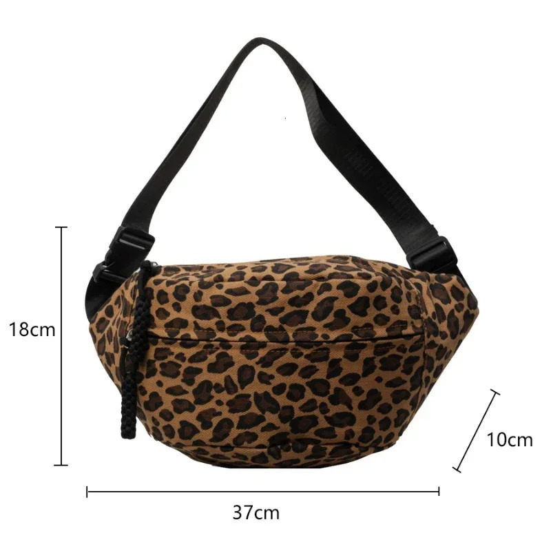 Large Size Leopard Prints Chest Bags For Women Canvas Large Capacity Shoulder Crossbody Bag Summer Latest Waist Fanny Pack 250731
