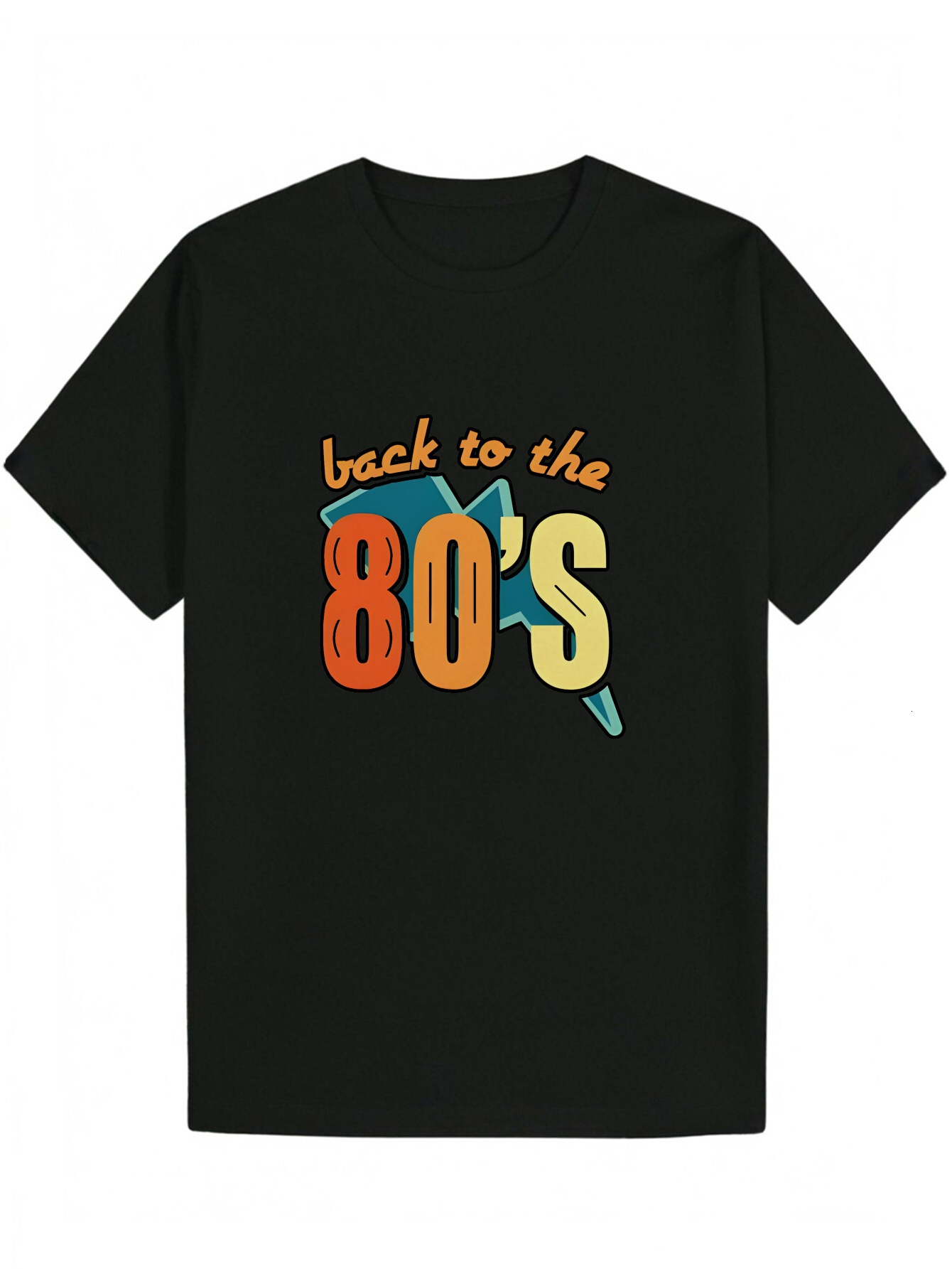 80s Graphic T-Shirt - 'Back to the 80s' Cassette Tape Black Casual Short Sleeve Crew Neck Lightweight Polyester Summer Men's Top, T-Shi