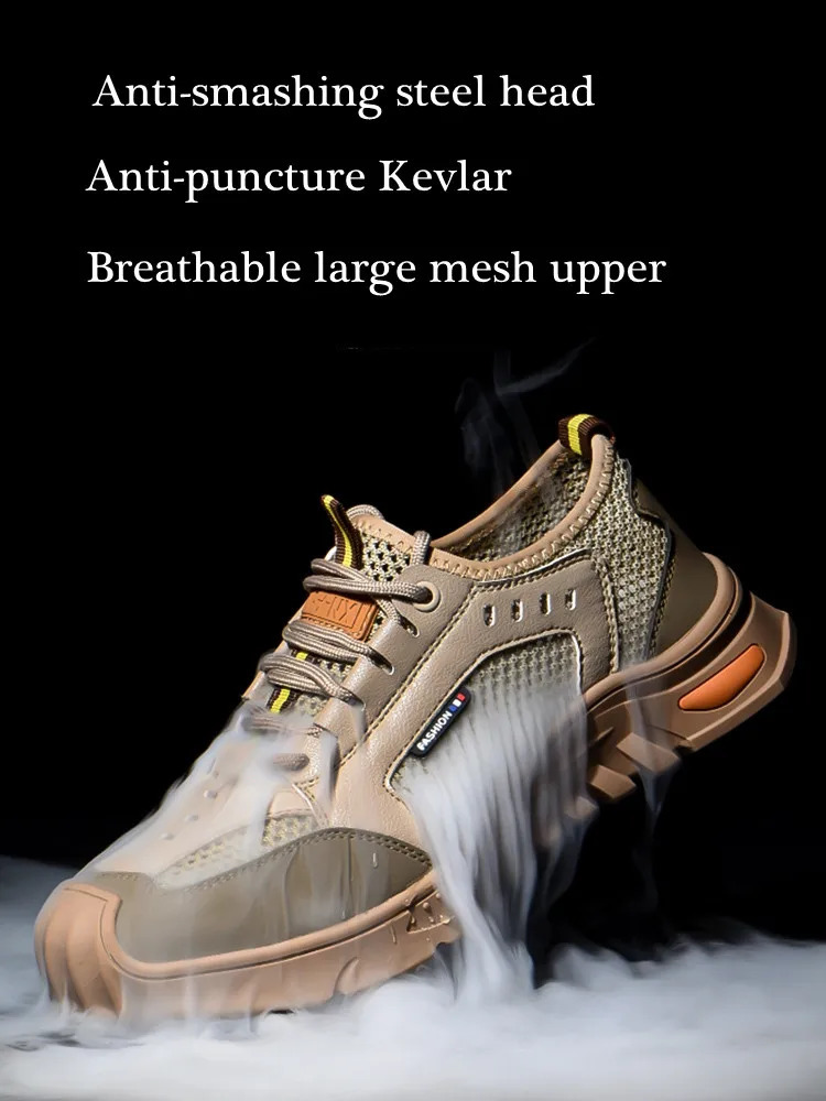 Summer Safety Shoes Men Breathable Work Sneakers Steel Toe Shoes Male Anti-puncture Industrial Shoes Work Safety Boots 250731