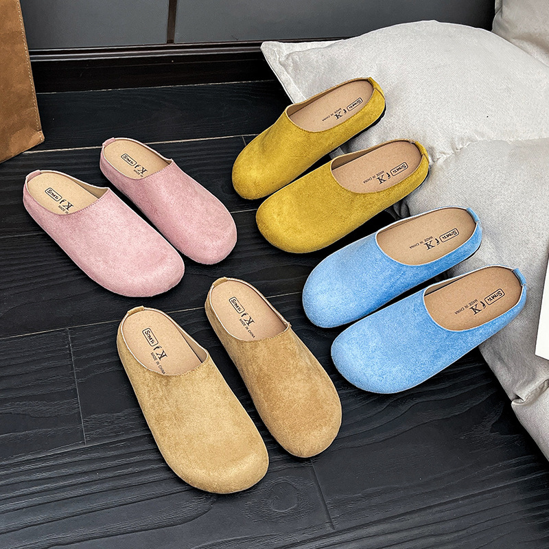 Elegant versatile women's 2025 Spring Autumn vintage Baotou gentle style paired with skirts and soft soled slippers