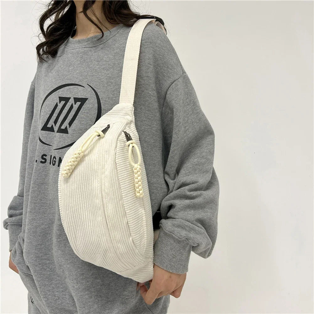 Corduroy Chest Bag for Women Banana Shoulder Bag Winter Cross Body Hobo Dumpling Waist Bag Fanny Pack Handbags Purse Womens Bag 250731