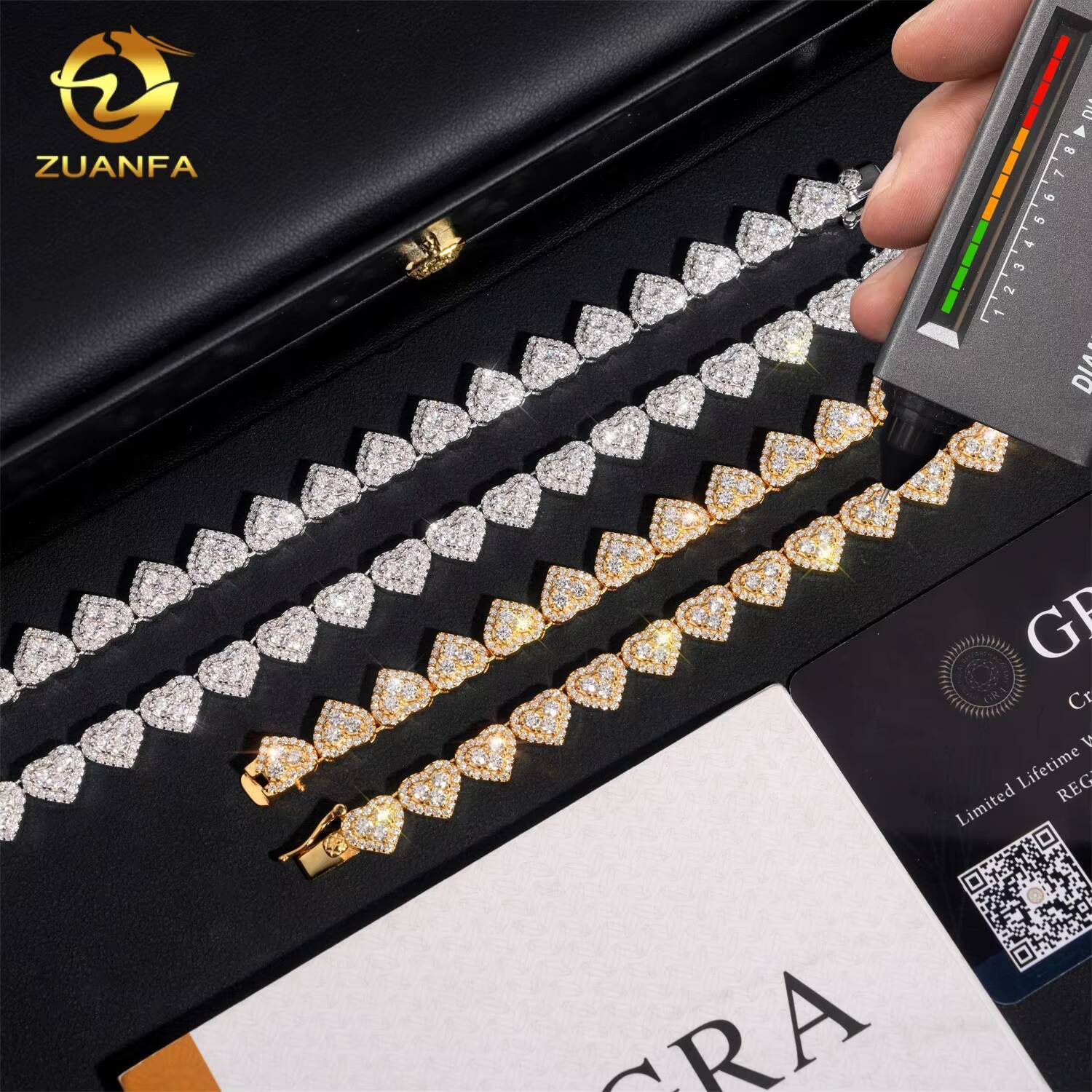 Pass Diamond Tester Hot Selling Hip Hop 925 Sterling Silver 8mm Moissanite Cuban Chain Heart Infinity Necklace