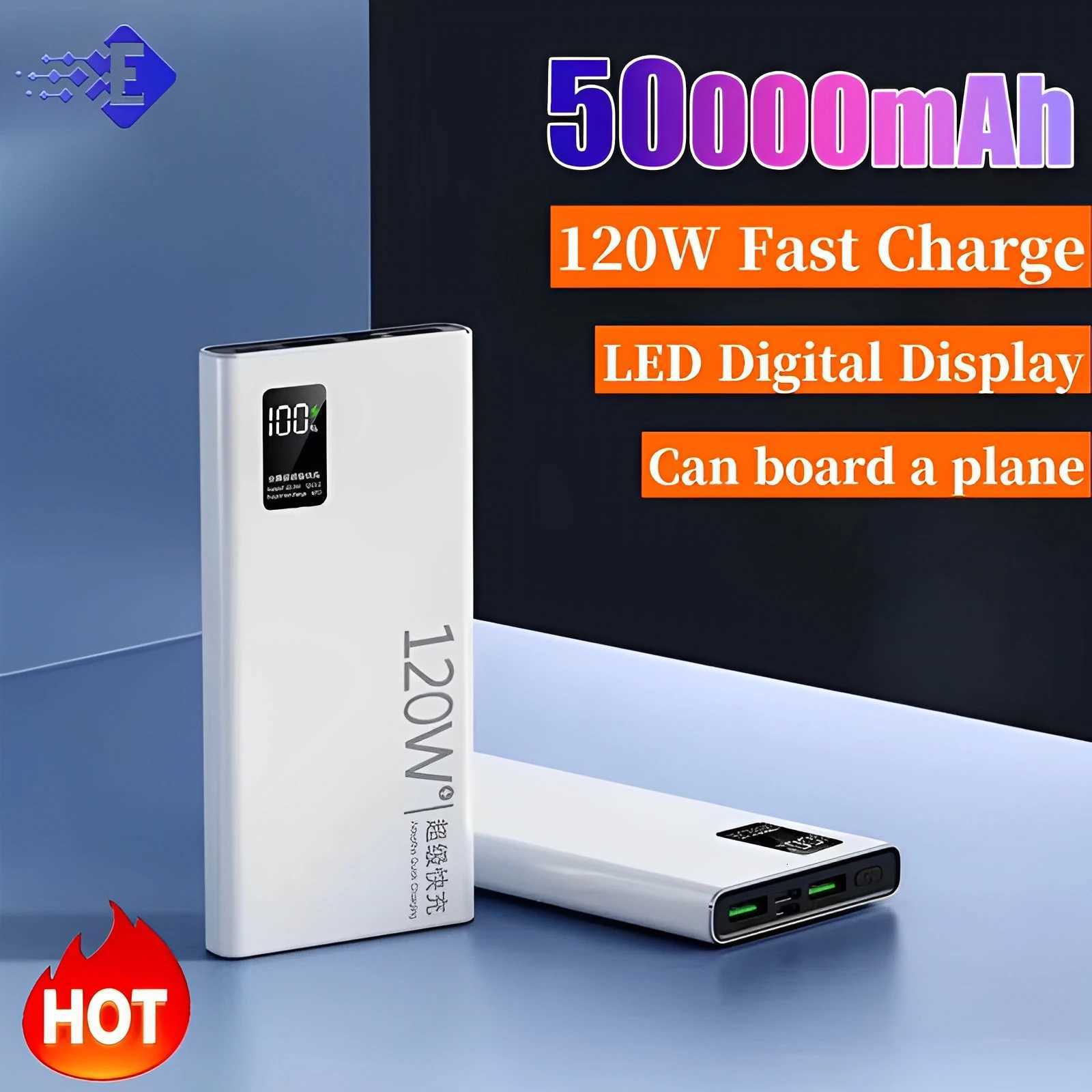 NEW 120W High Capacity Power Bank 50000mAh Fast Charging Powerbank Portable Battery Charger For Android S250801