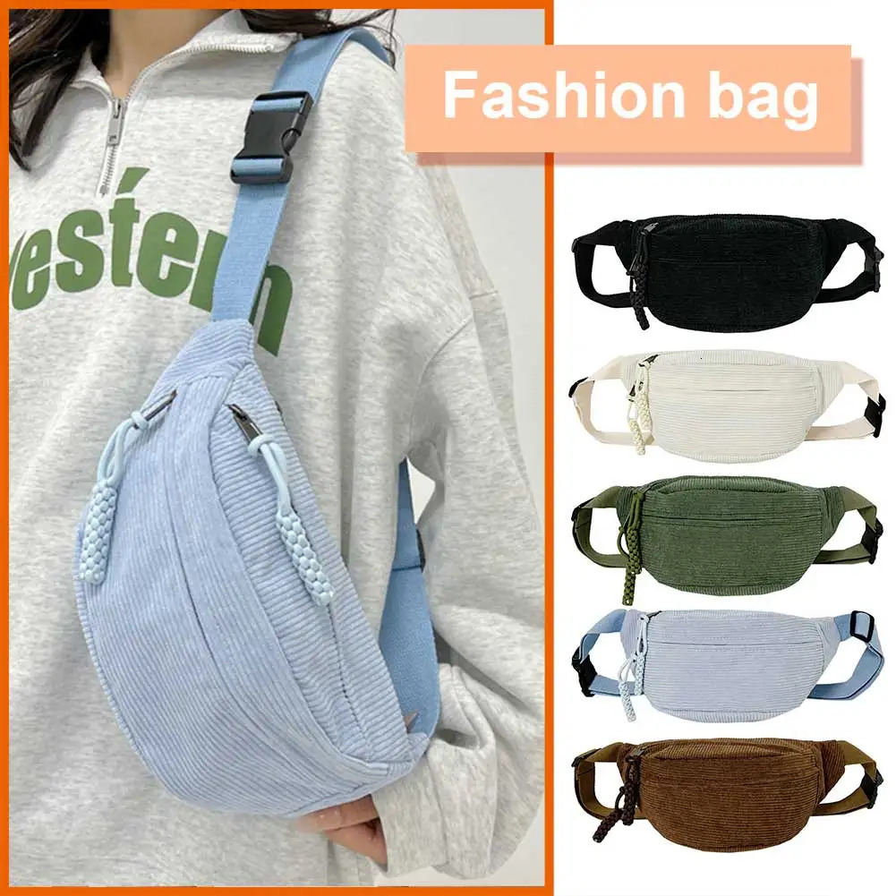 Women Stylish Hobo Bag Large Capacity Corduroy Chest Bag Solid Color Shoulder Bag Adjustable Strap Multifunction Commuting Bag 250731