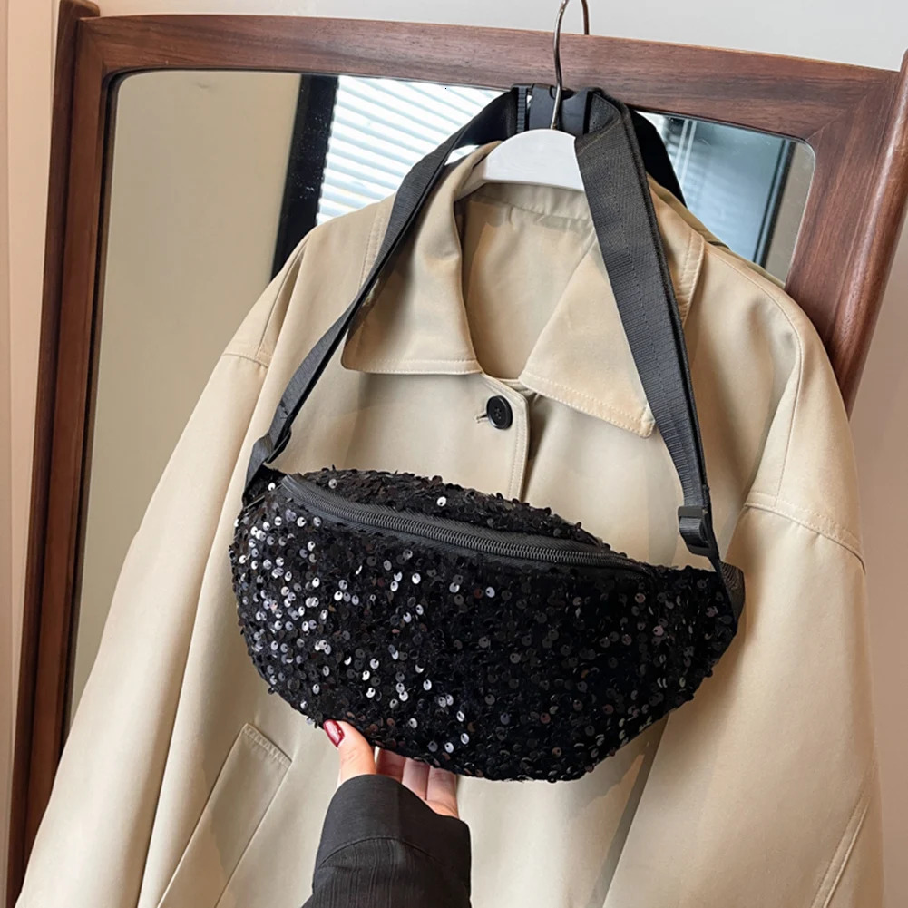 Women Trendy Crossbody Bag PU Leather Sequin Stylish Hobo Bag Adjustable Strap Shining Ladies Commuting Bag 250731