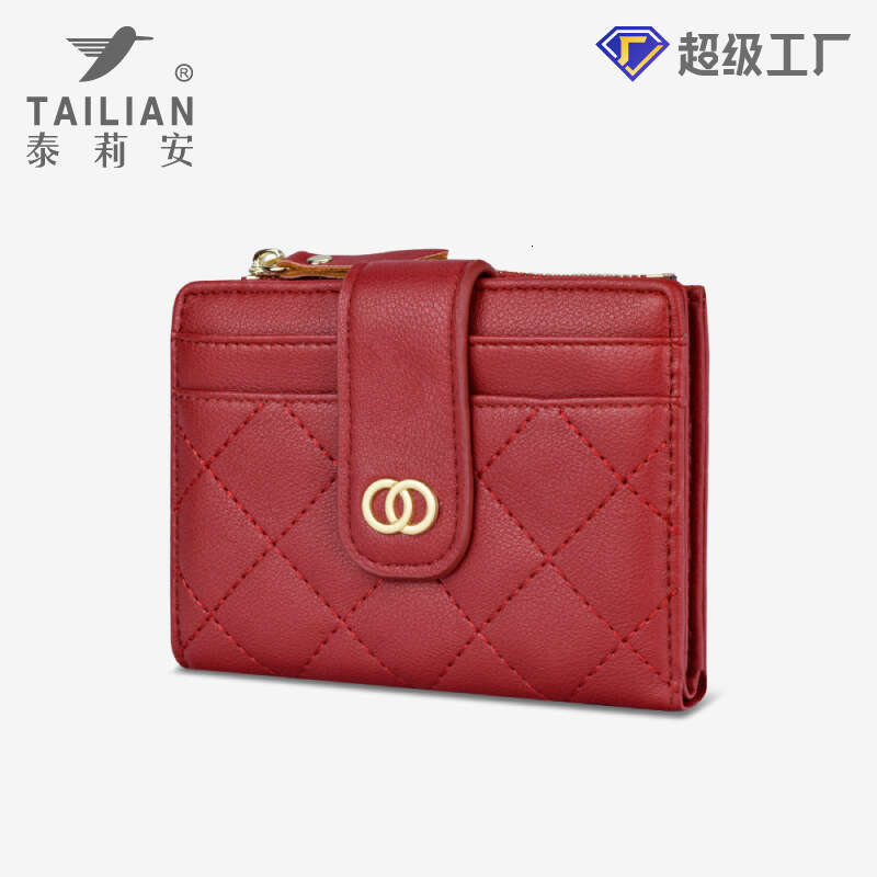 Small Chanel Style Embroidered Thread Multi-Card Slot Coin Purse Women's Wallet Tailian