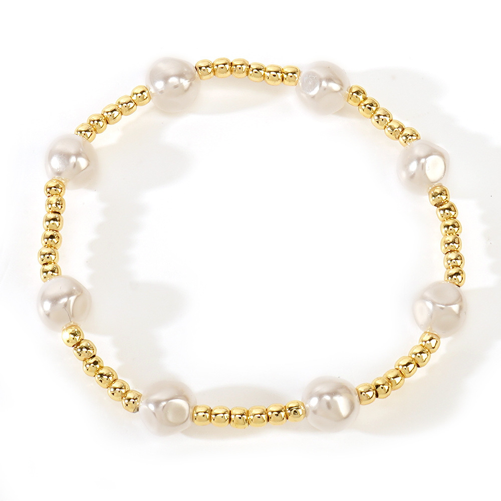 Vlen Shell Pearl Stackable Bracelet 18K Gold Plated Beaded Bracelets for Women Boho Summer Dainty Charm Pulseras Jewelry 250617