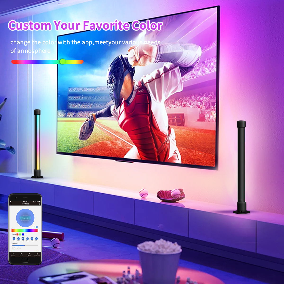 Sound Activated RGB LED Table Lamp Wireless Bluetooth Connectivity for Dynamic Lighting Experience 180 ° illumination-HCP057