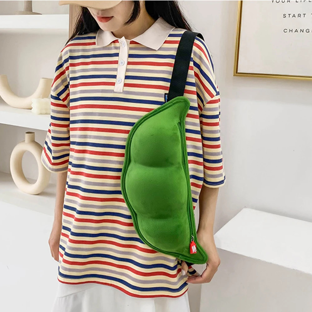 Women Fanny Pack Green Funny Edamame Waist Bag Plush Beach Travel Banana Hip Bum Zip Chest Bags Female Belt Bag For Girls 250731