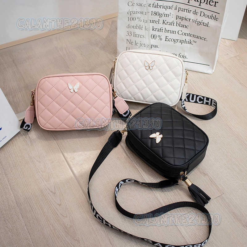 Womens Bag New Casual Quilted Embroidered Butterfly Decor Single Shoulder Bag Tassel Strap Printed Crossbody Small Square Bag H250801