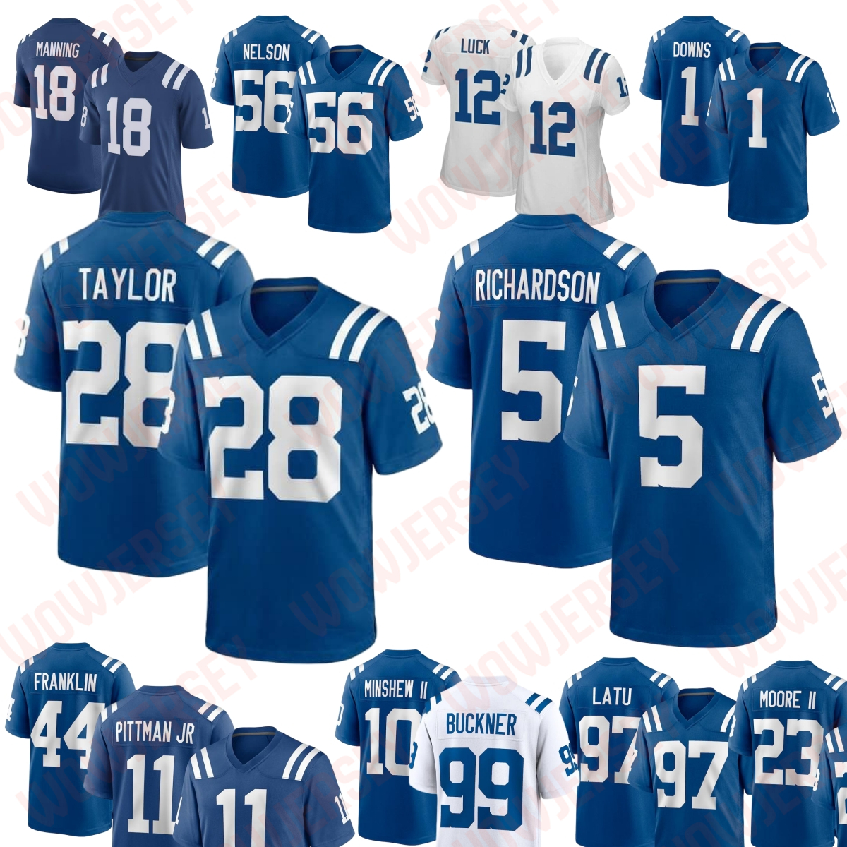 Adonai Mitchell 5 Anthony Richardson Football Jersey Jonathan Taylor Joe Flacco Josh Downs Quenton Nelson Michael Pittman Jr DeForest Buckner Laiatu Latu Franklin