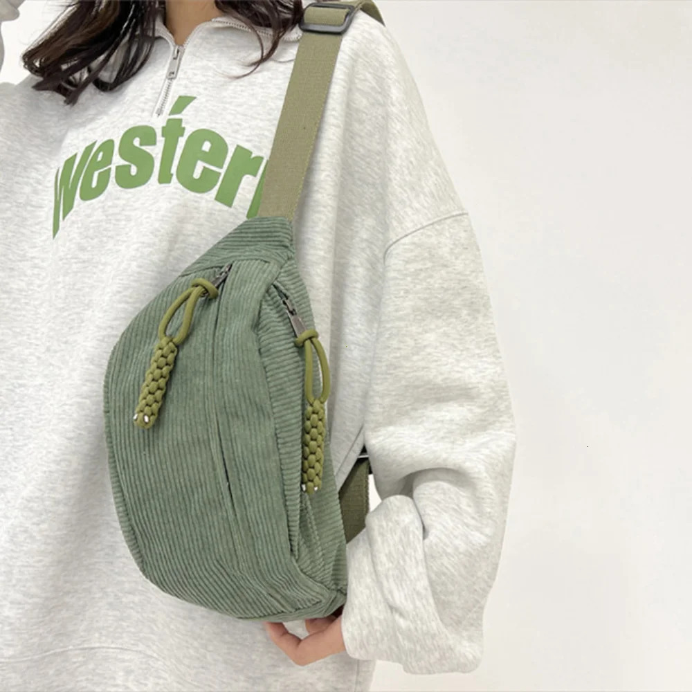 Women Waist Pack Large Capacity Corduroy Fanny Pack Street Style Chest Bag Fashion Shoulder Crossbody Bags Casual Waist Belt Bag 250731