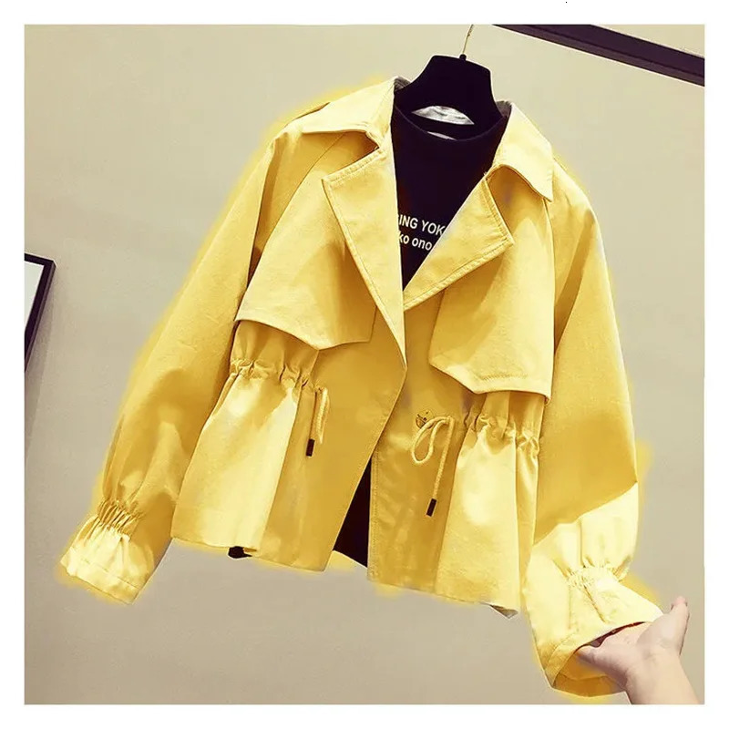 Womens Short Jacket 2025 Spring Autumn Korean Fashion Loose Waist Slim Windbreaker Coat Solid Female Outwear Tops 250728