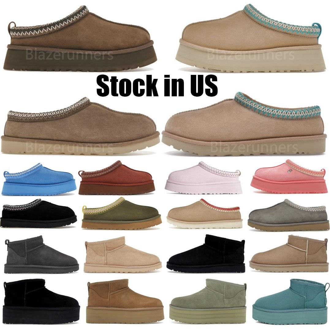 Designer tasman Slippers Classic Mini basic Boots Booties Black chestnut Tazz mustard burnt cedar Winter Women Men Slip-on Shoes SuedeUpper Wool Fall booties