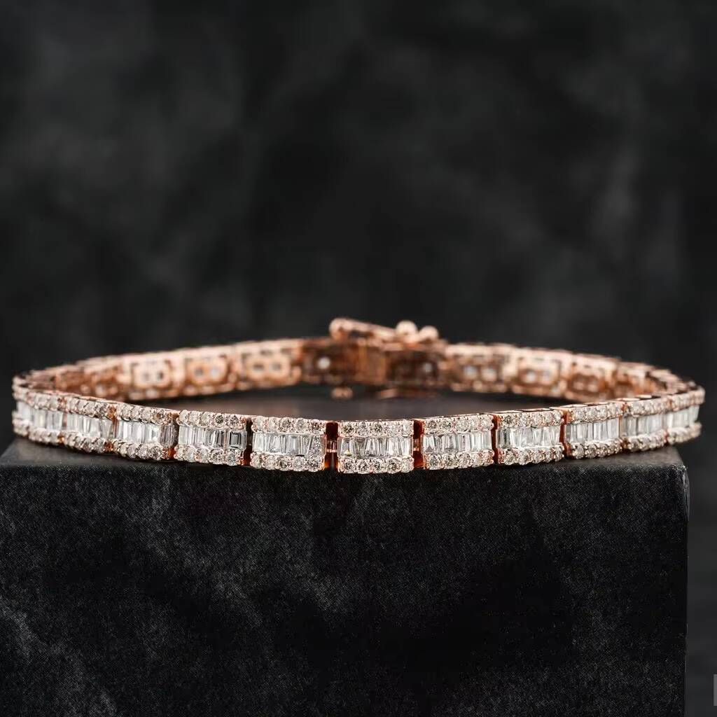 New Design Iced Out Lab Grown Jewelry Two Row VVS Moissanite Cuban Link Chain Bracelet for Sale From India