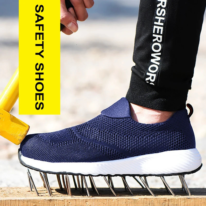 Summer Steel Toe Safety Shoes for Men Women Lightweight Breathable Non Slip Work Shoes Puncture Proof Tread Sneakers Protective 250731