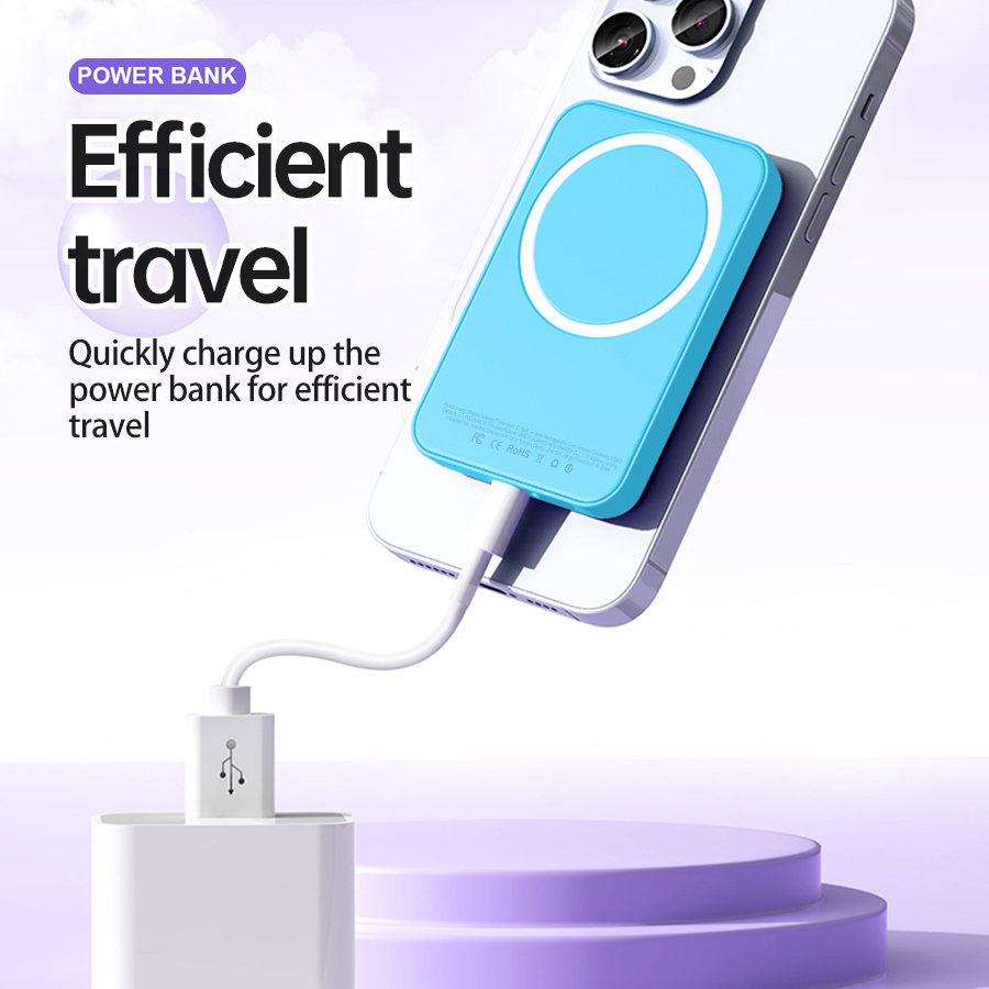 Winsway 5000mAh Magnetic Mini Power Bank, Supports PD and QC 3.0 Fast Charging, Rich Colors, Versatile Functions, Suitable for iPhone 16/15/14/13/12 S