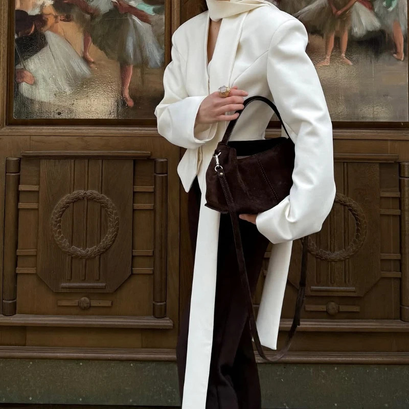 Womens Vneck Ribbon Cardigan Striped Print Long Sleeve Shirt Buttons Elegant Office Lady Top Blousers Outwear Blazer Woman 250731