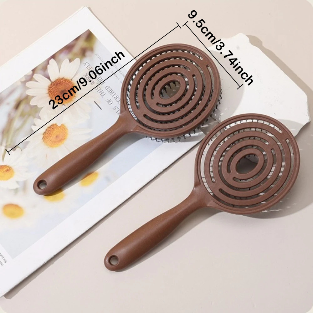 Boar Bristle Detangling Brush Women Scalp Massage Hollow Out Wet Curly Hair Comb Barber Hairdressing Styling Tools X250928