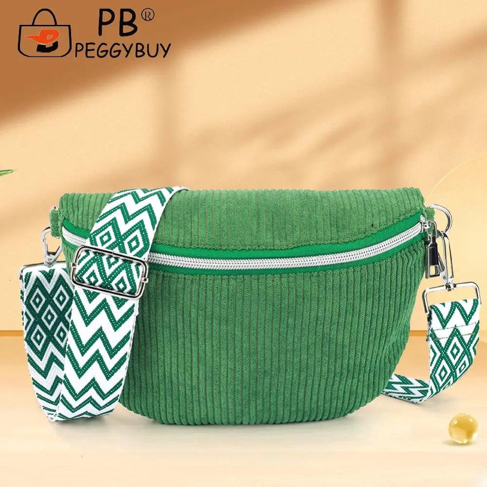 Bum Bag Corduroy Solid Shoulder Bag for Men Women with Adjustable Wide Strap Handbag Zipper Fanny Pack for Travel Workout 250731