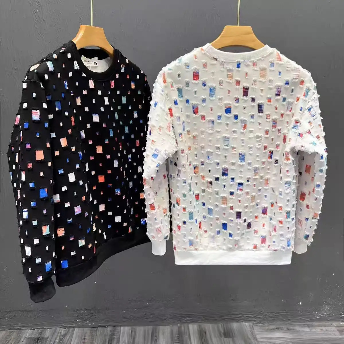 Round Neck Sweatshirt Men Spring Autumn Sportswear broken hole Pullover Casual Fashion Hip Hop Hoodies Streetwear Top 250729