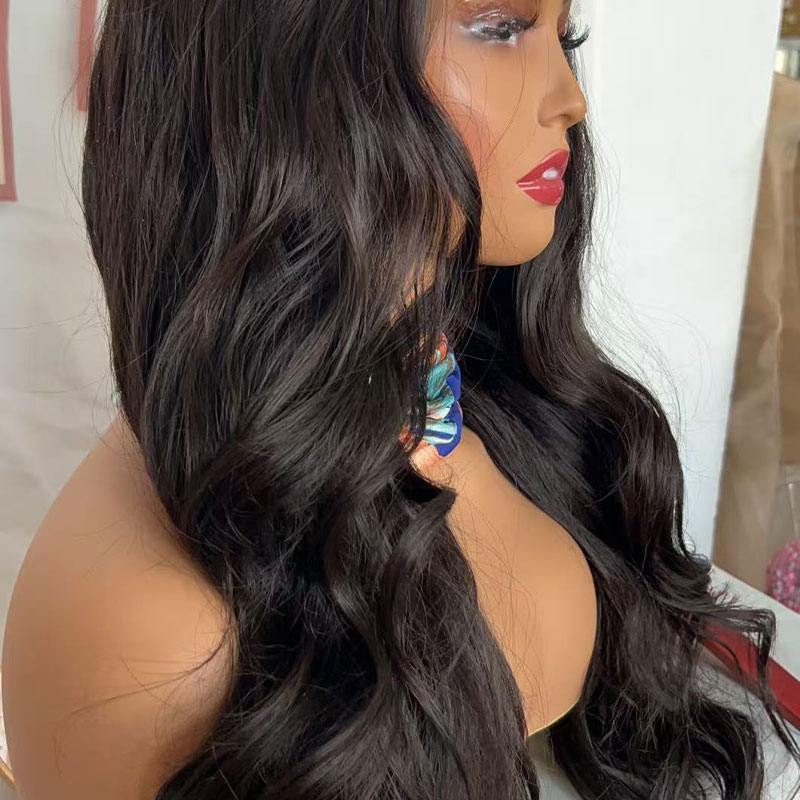 Wig with centre parting, large waves, long curls and voluminous long hair