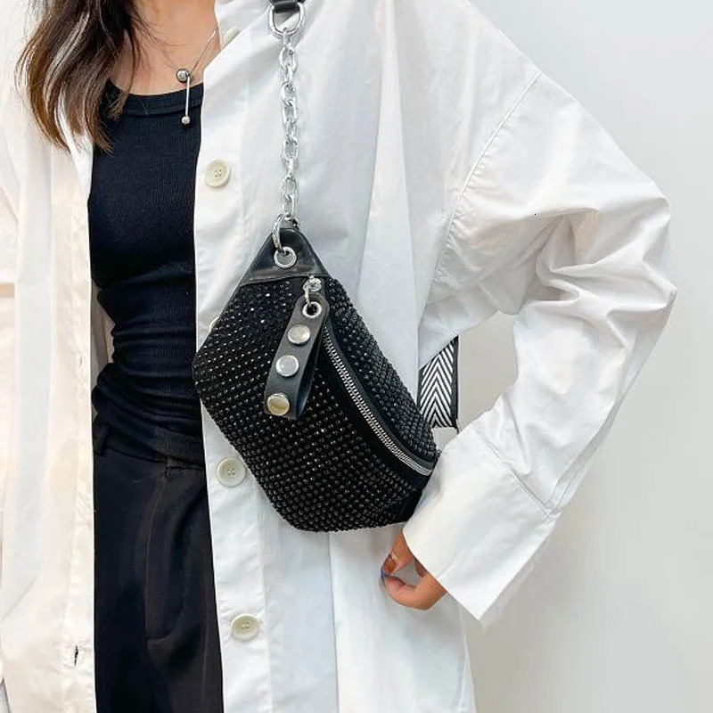 Lady Waist Bag Ladies Chain Shoulder Crossbody Chest Bags Diamond Fanny pack And Phone Pack Fashion Female Belt Bag 250731