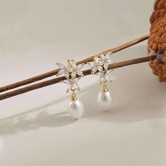 Fashion Simple Elegant Long Horse Eye Water Drop Zircon Necklace Bride Bridesmaid Wedding Banquet Set Earrings