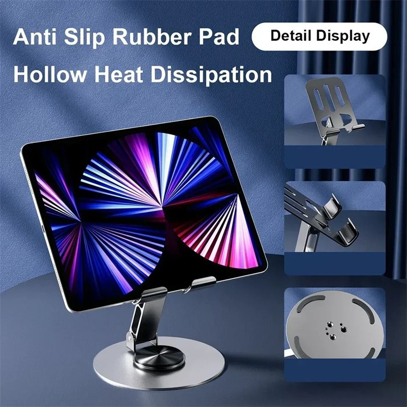 Metal Aluminum Rotatable 360° Mobile Phone Holder Bracket For iPhone iPad Samsung Tablet Flexible Folding Lazy Desktop Adjustable Live Smartphone