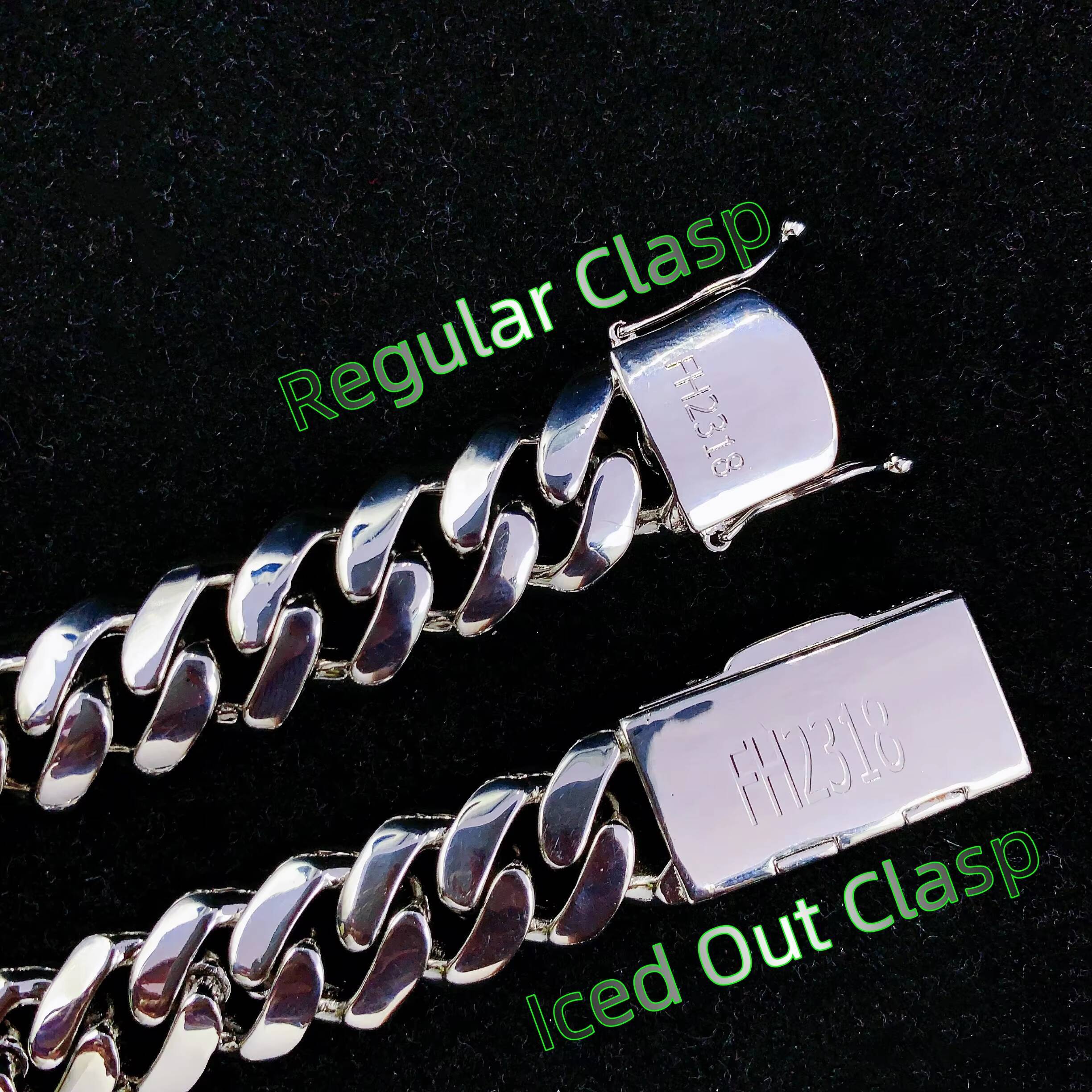 ZuanFa Jewelry Plain Cuban Chain VVS Moissanite Iced Out Box Cuban Link Chain Rapper Hip Hop Necklace Rock