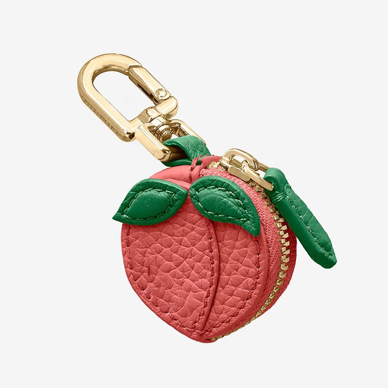 Keychains Fruit Shape Cherry Design Charm Coin Purse Blueberry Peach Cute Key Chain Mini Pouch Wallet Gift For Airtag Girl Women