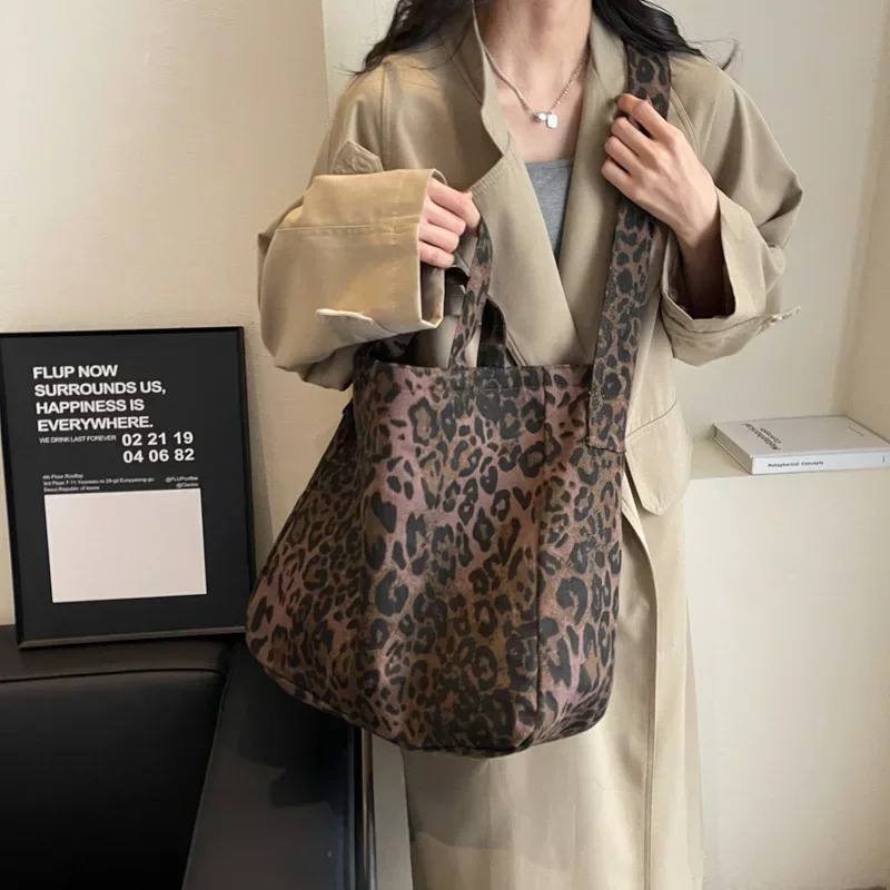 Leopard Korean Fashion Big Crossbody Bags for Women Travel Handbag Lady Shopper Shopping Shoulder Bag Bolsa Feminina 250731