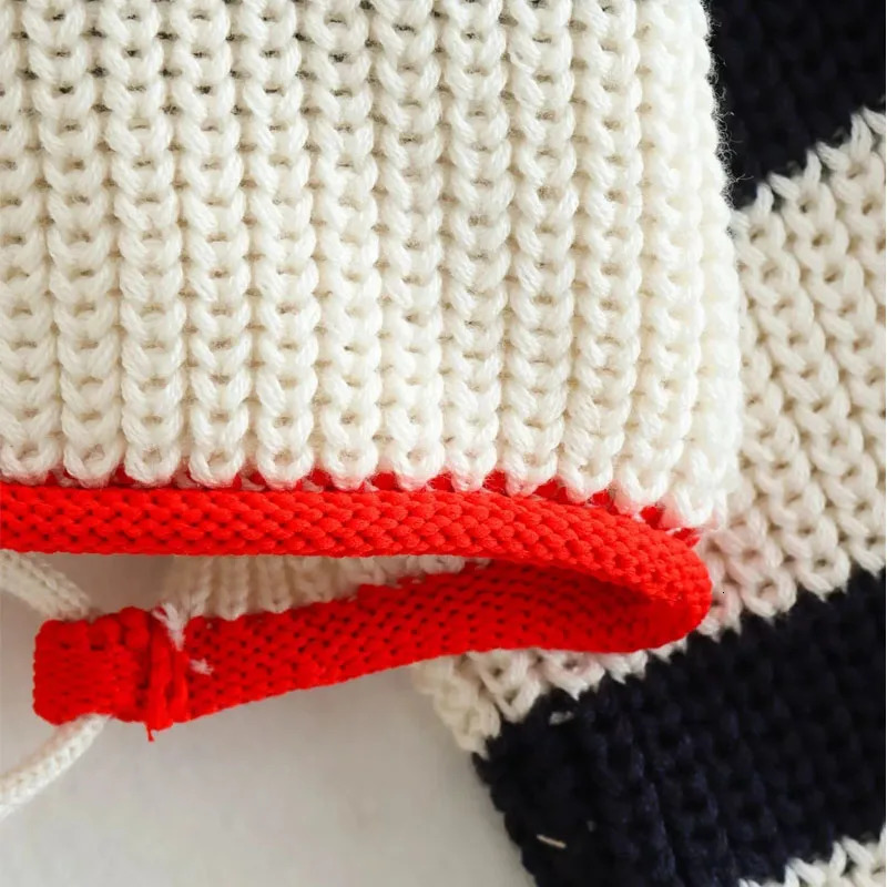 MUJER Womens Cropped Sweaters Striped Knitted Sweater Woman Pullovers Autumn Winter Crop Knit Backless Top Long sleeve Knitwear 250731