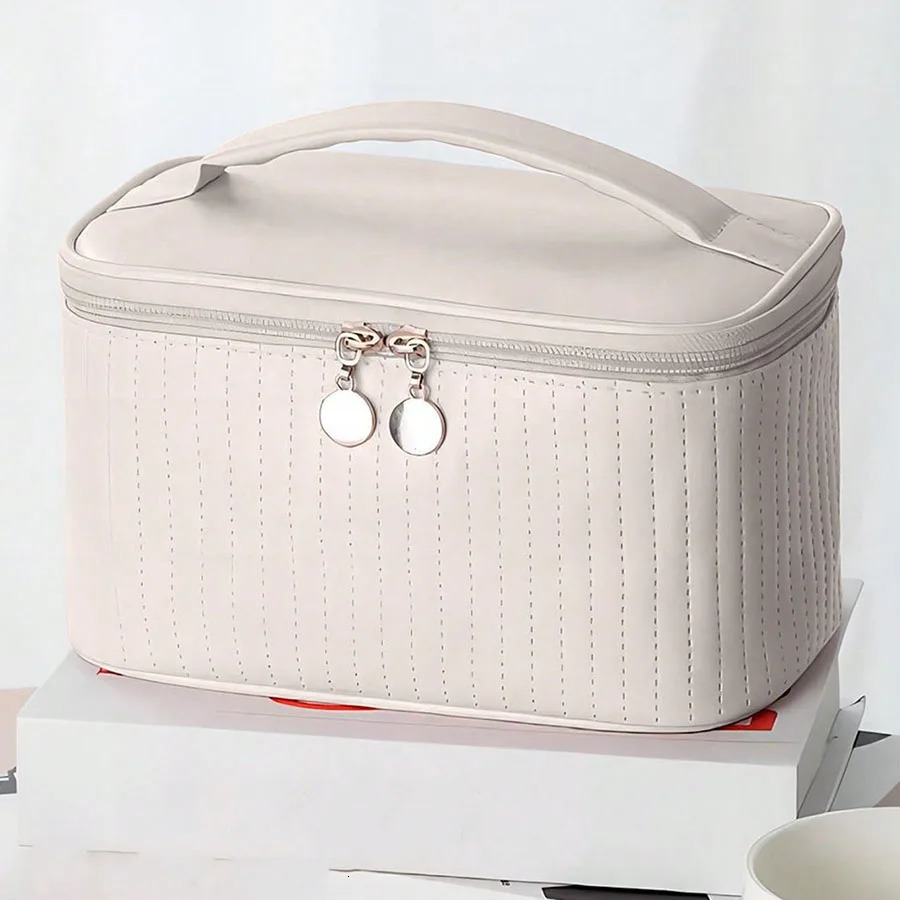 Makeup Bags for Women Travel Toiletry Cute Cases Bag Portable Solid Color Makeup Organizer Box Cosmetic Bag Neceser PU Leather 250731