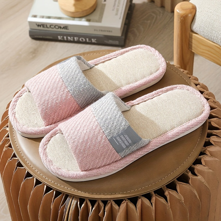 Linen Indoor Home Couple Non-Slip All-Season Breathable Sweat-Absorbing Stockpile Slippers hot-sale products