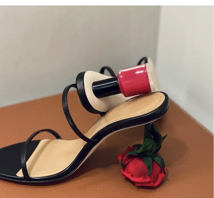 Fashion Design hot Strange Open Toe Narrow Band Solid Color Women Sandals rose Heels Slip On New Trend Western Sexy Party Shoes
