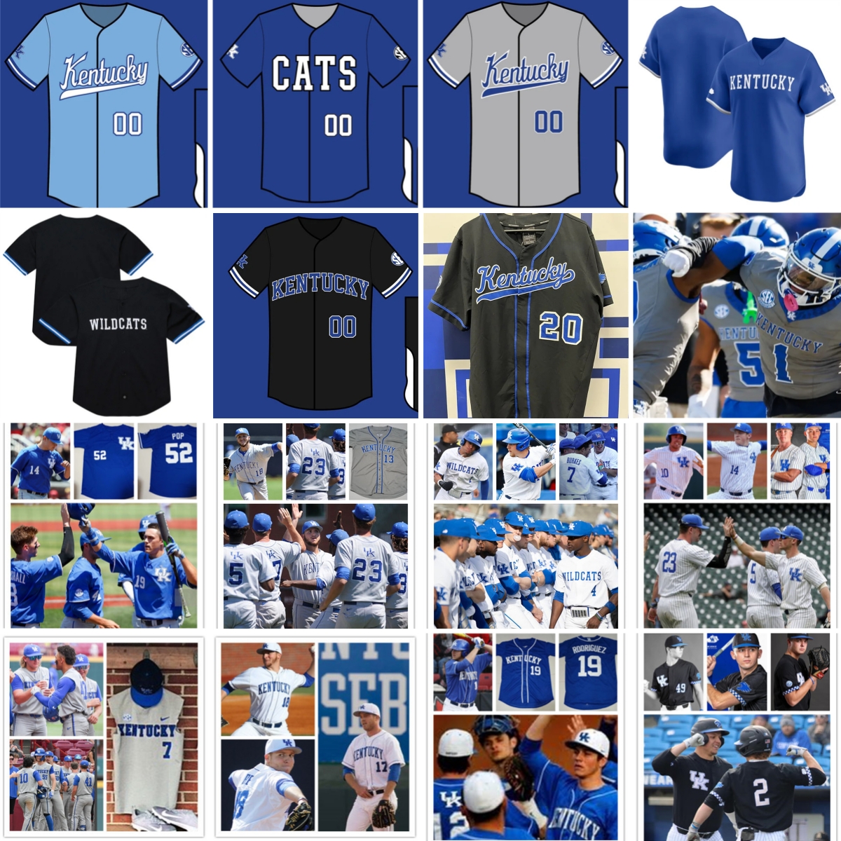 Custom S-6XL 2025 Kentucky Wildcats College Baseball Jerseys Any Name Any Number All Stitched White grey Blue Jersey