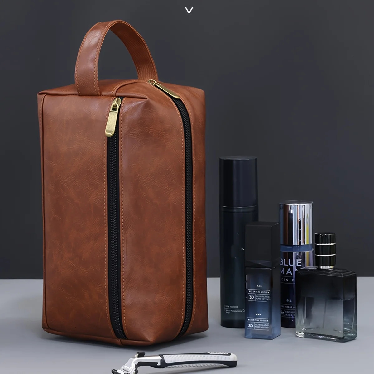 Portable Mens PU Beauty And Cosmetics Storage bags Business Travel Toiletries Organizer Bag Waterproof With Zipper Beauty Bag 250731