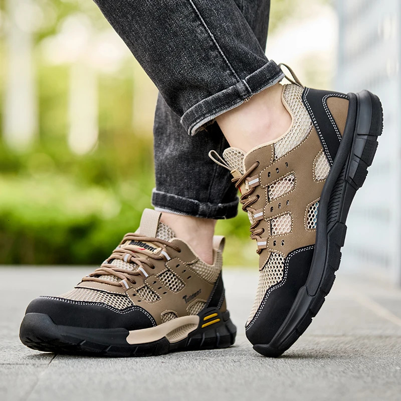 Mens safety shoes anti smashing and anti stabbing work shoes lightweight and breathable safety boots tactical boots 250731