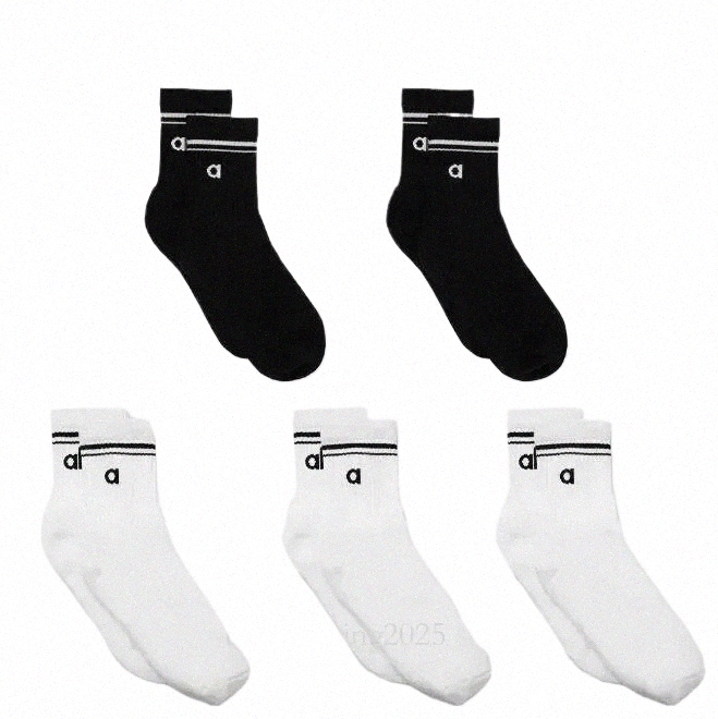 alosockly Designer Yoga Socks Womens Half-Crew Throwback Socks Cotton Medium Tube Sports Gym Dance Sock Four Seasons Fit Comfy Cushioning Classic Stre K4Am#