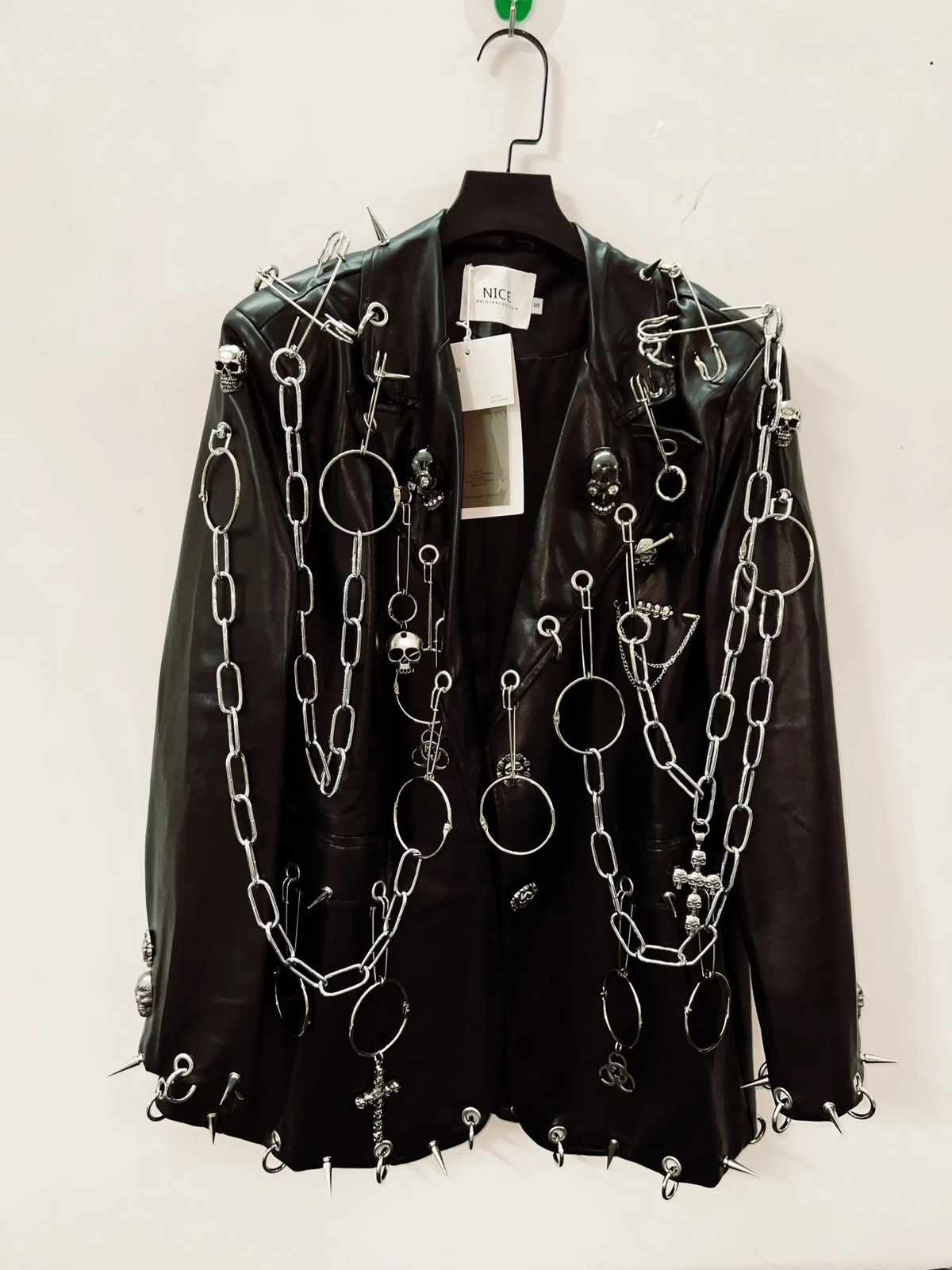 Leather vintage Jacket Skull y2k fashion gothic clothes Punk harajuku 250731